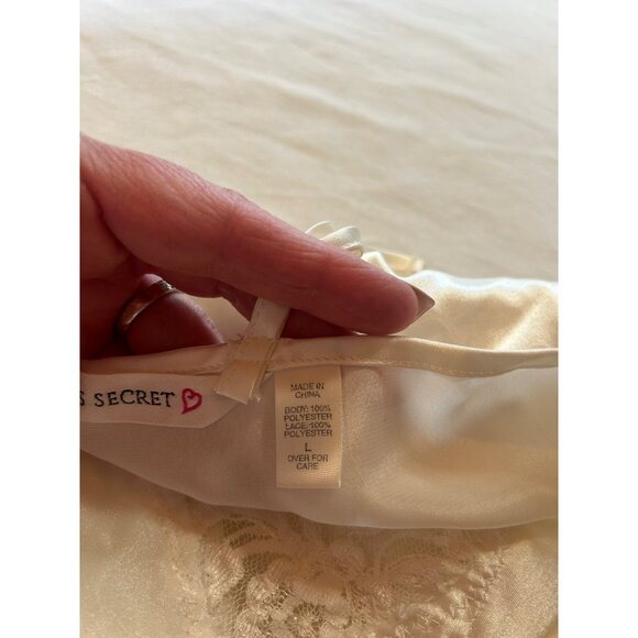 90’s Victorias Secret L Ivory Satin Lace Chemise VTG Silky Ballerina Slip Dress - Picture 5 of 10